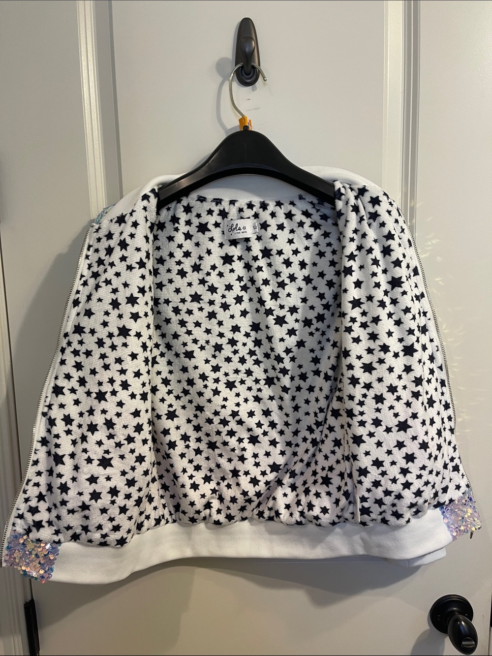 Lola + The Boys Pastel Iridescent Sequin Bomber Jacket - Picture 9 of 9